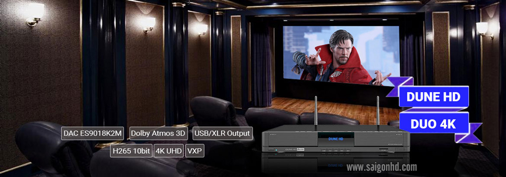 Đầu phát Dune HD Duo 4K với các tính năng mới đạt chuẩn video chất lượng cao.