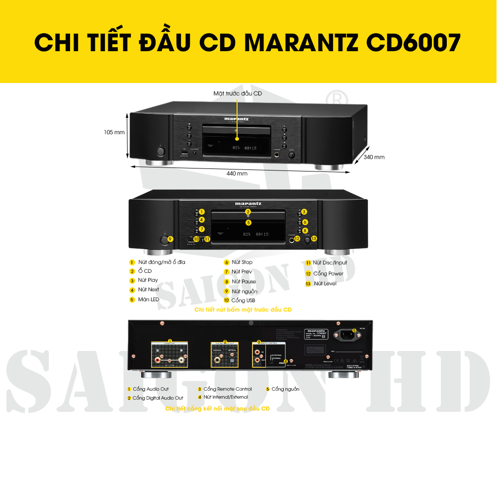 CHI TIẾT ĐẦU CD MARANTZ CD6007