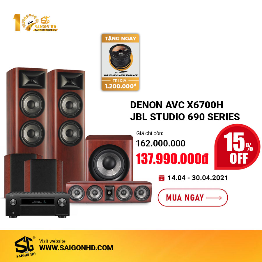 Dàn âm thanh xem phim 5.1 Denon AVC X6700H - JBL Studio 690 Series