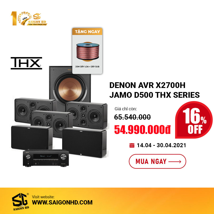 Dàn âm thanh xem phim 5.1 Denon AVR X2700H - Jamo D 500 THX Series
