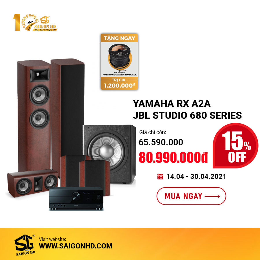Dàn âm thanh xem phim 5.1 Yamaha RX A2A - JBL Studio 680 Series