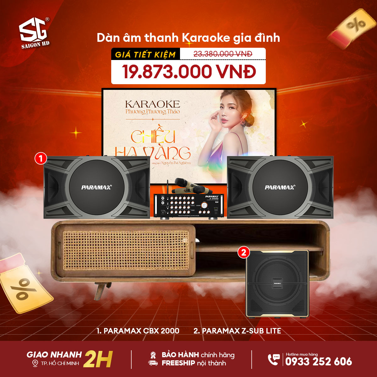 Dàn Karaoke Amply Paramax CBX 2000 - Subwoofer Karaoke Paramax Z-SUB Lite