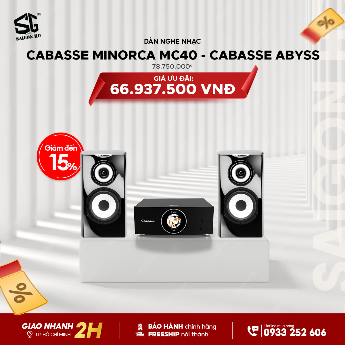 Combo loa Cabasse Minorca MC40 và Amply Cabasse ABYSS