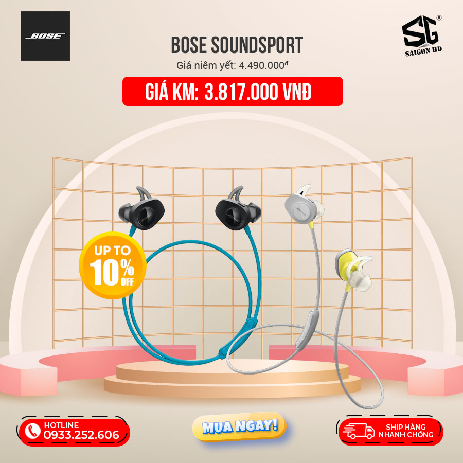 Khuyến mãi tai nghe thể thao Neckband Bluetooth Bose SoundSport