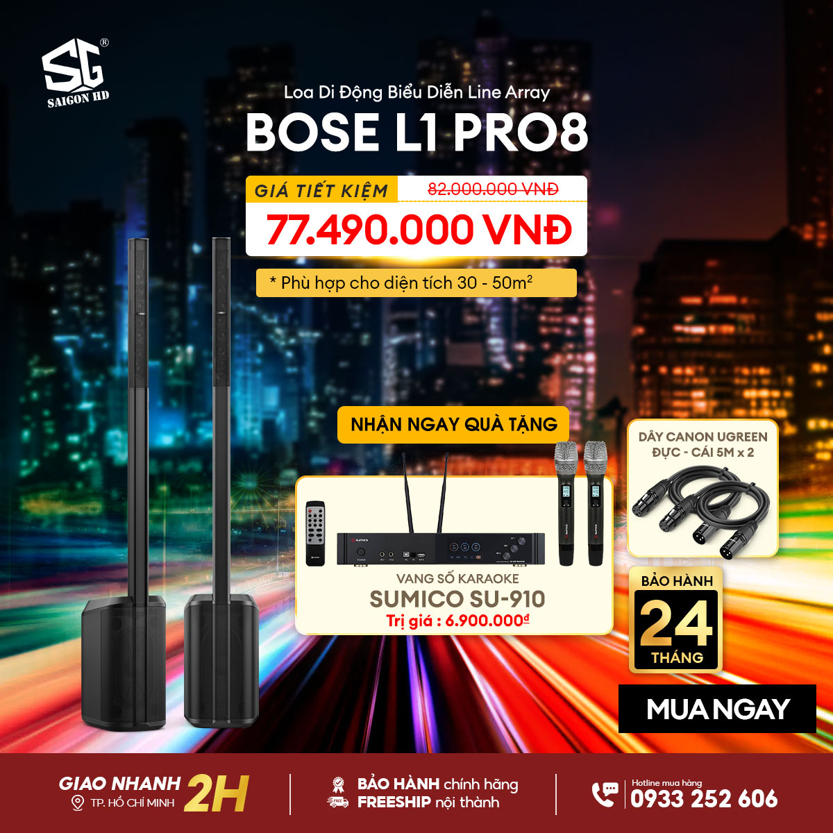 Dàn âm thanh Karaoke chuyên nghiệp Bose L1 Pro8 - Vang số Sumico SU 910