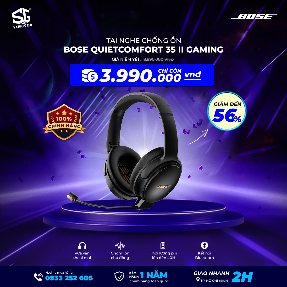 Tai nghe Bose QuietComfort 35 II Gaming (Đen)