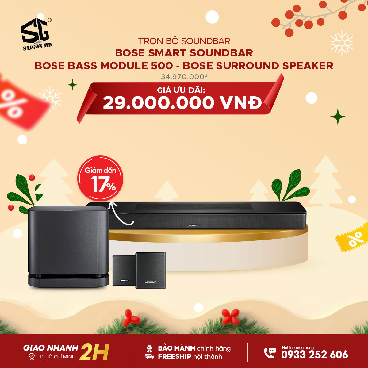 Trọn bộ Smart SoundBar + Bass Module 500 + Loa Surround Speaker