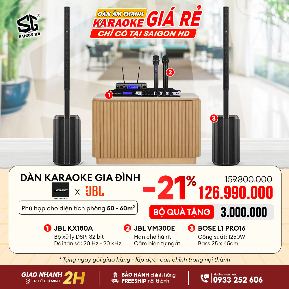 Dàn Karaoke Mixer JBL KX180A + Loa Bose L1 Pro16 + Micro không dây JBL VM300E