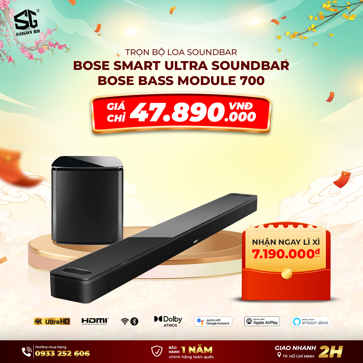 Trọn bộ Loa Bose Smart Ultra Soundbar + Bose Bass Module 700