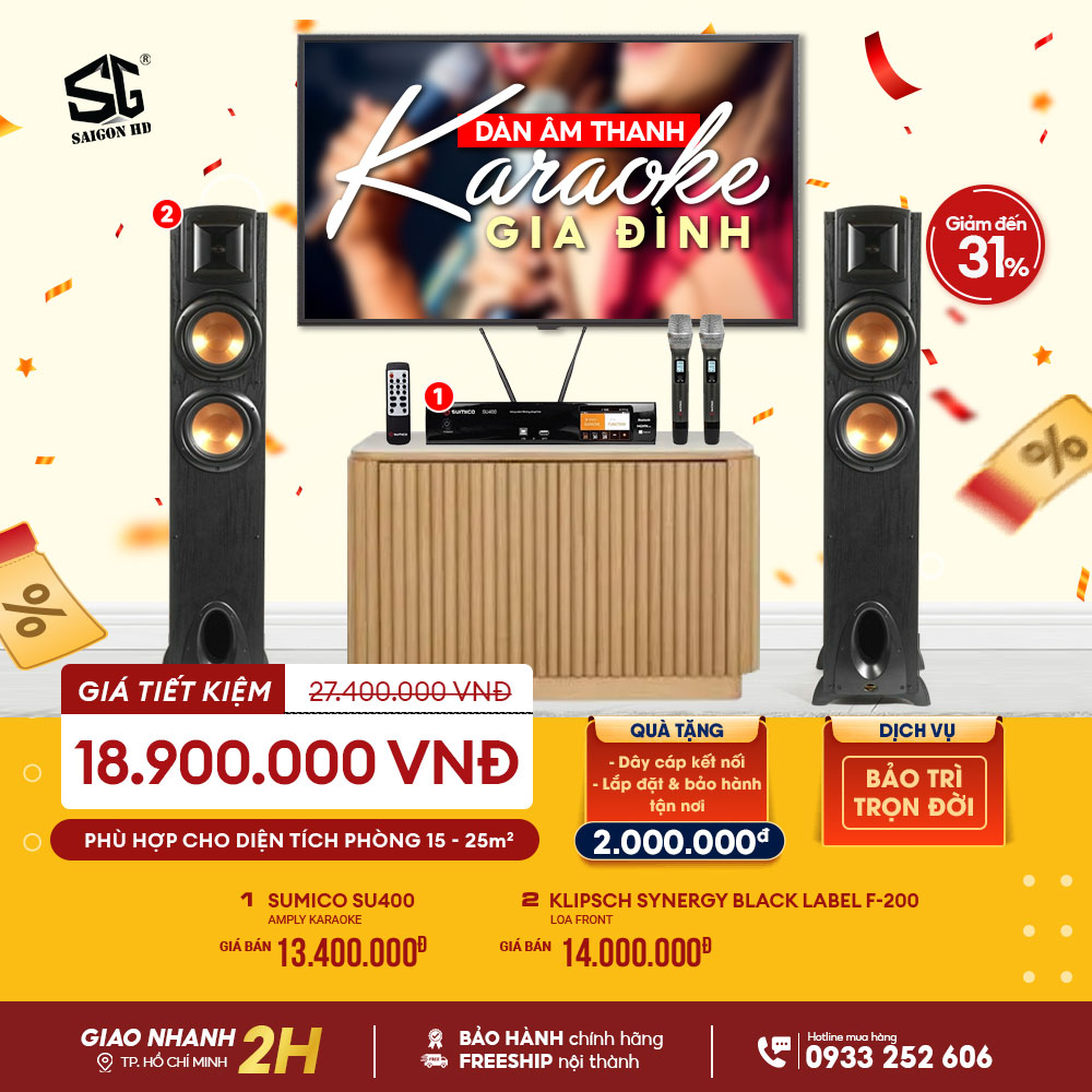 Dàn Karaoke Amply Sumico SU400 + Loa Klipsch F-200