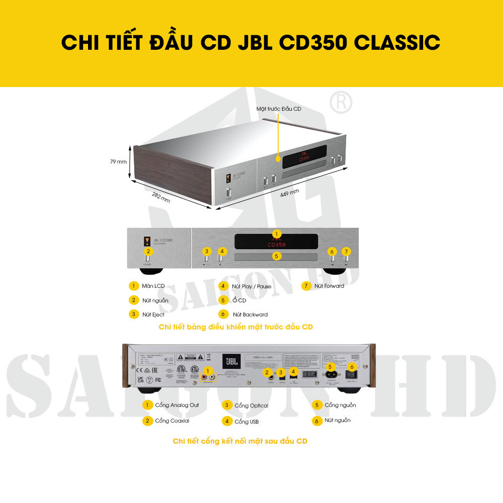 CHI TIẾT THÔNG TIN ĐẦU CD JBL CD350 CLASSIC 