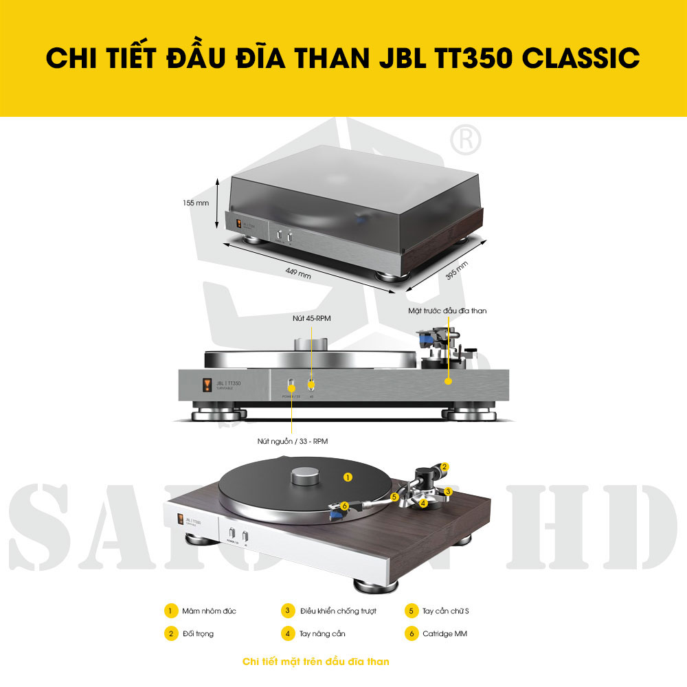 CHI TIẾT THÔNG TIN ĐẦU ĐĨA THAN JBL TT350 CLASSIC