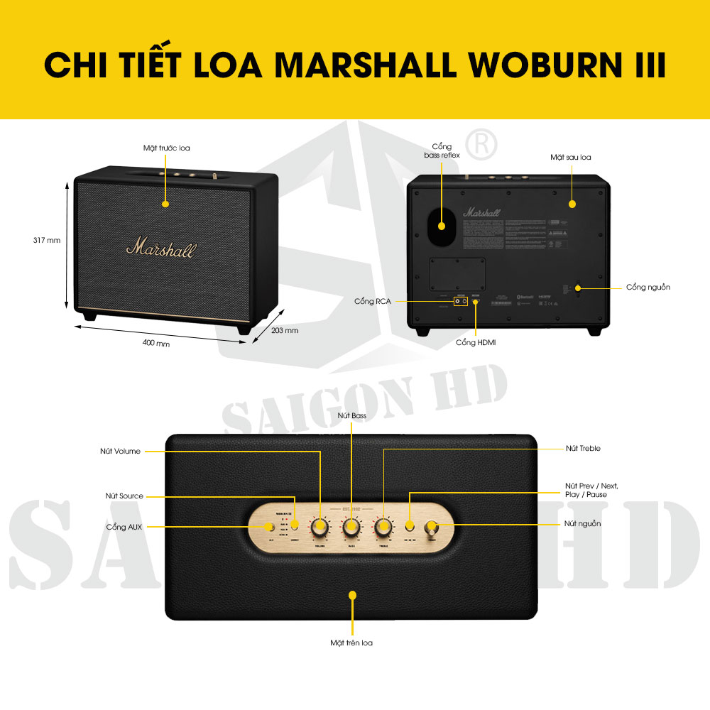 CHI TIẾT THÔNG TIN LOA MARSHALL WOBURN III