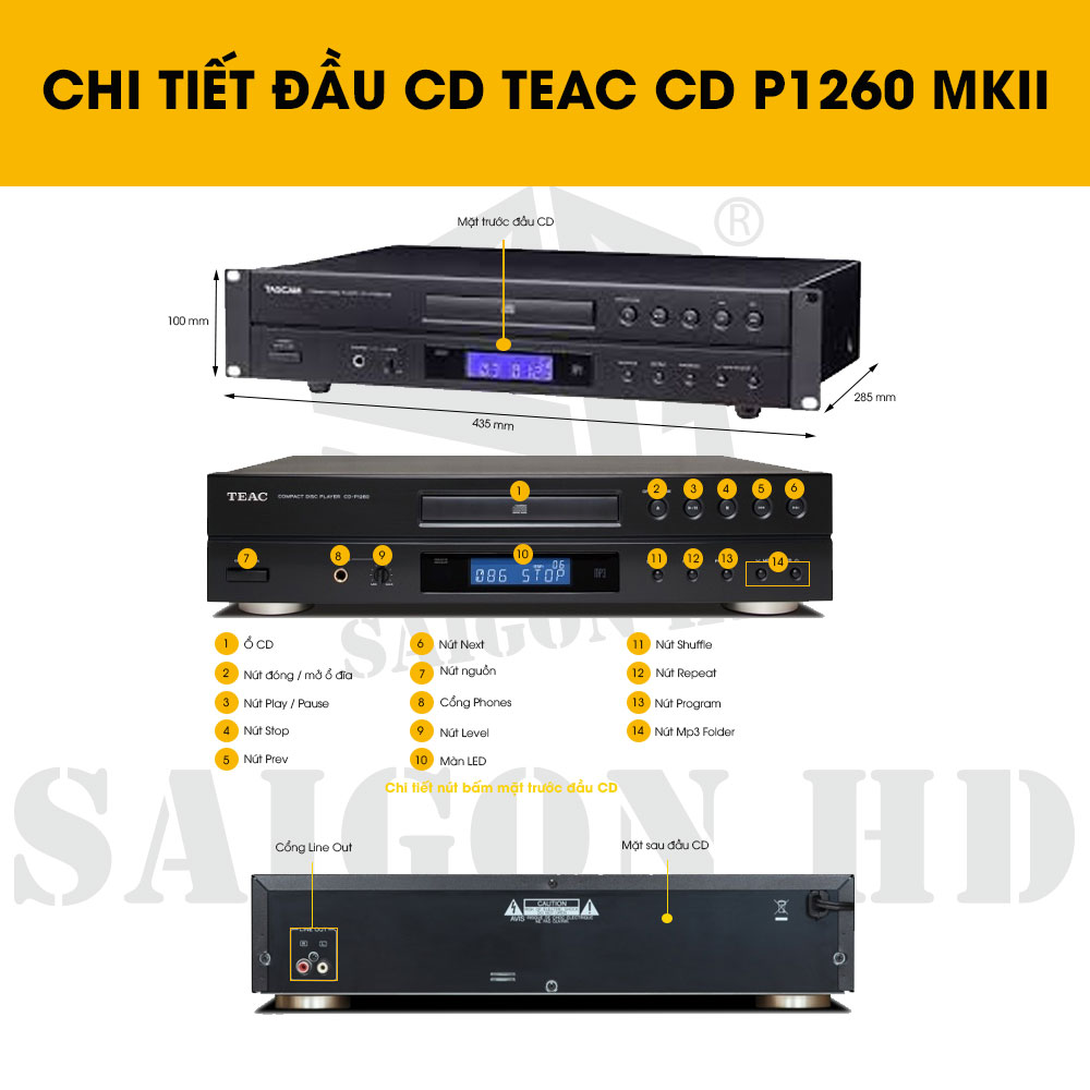 CHI TIẾT ĐẦU CD TEAC CD P1260MKII