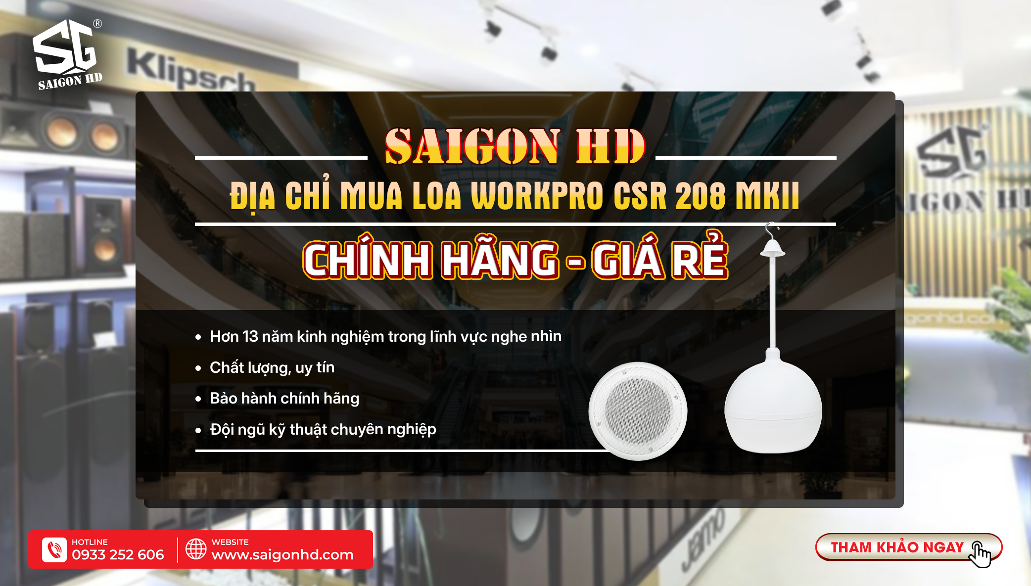 Loa WorkPro CSR 208 MKII – Giải pháp loa treo trần lý tưởng cho quán cà phê & trung tâm thương mại