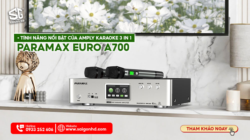 Tính năng nổi bật của amply karaoke 3 in 1 Paramax Euro A700