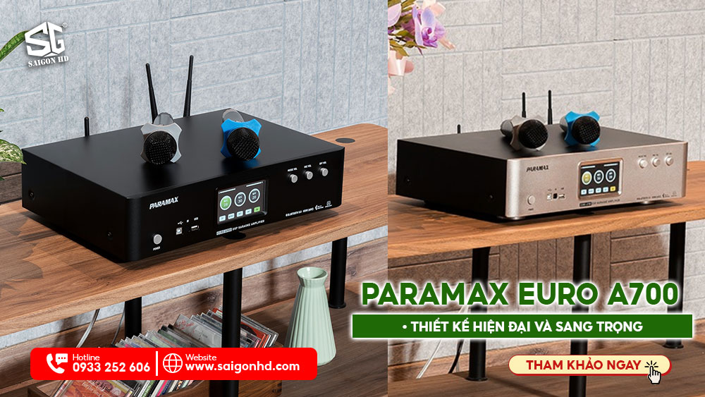 Thiết kế hiện đại và sang trọng của amply karaoke Paramax Euro A700