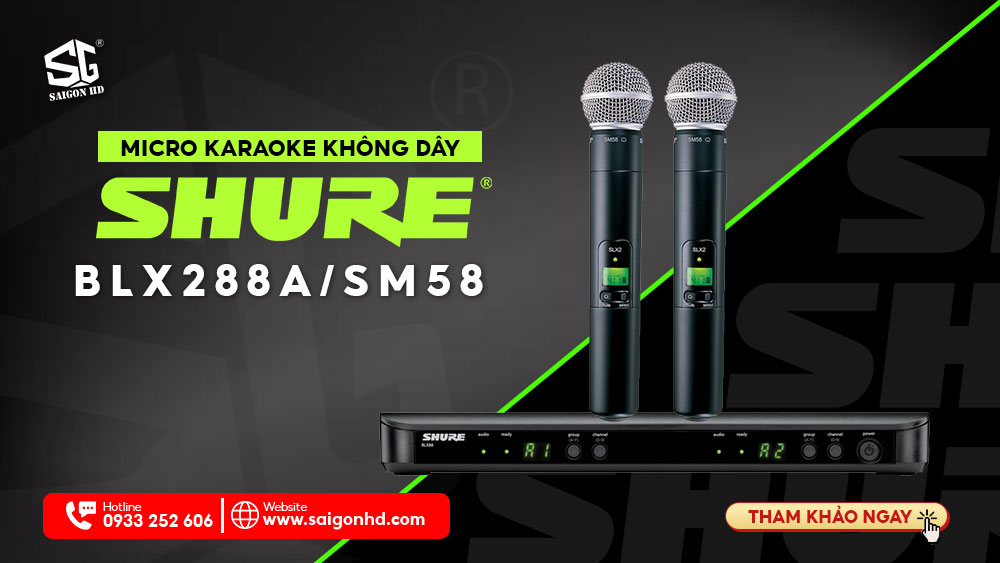 Micro karaoke không dây Shure BLX288A/SM58